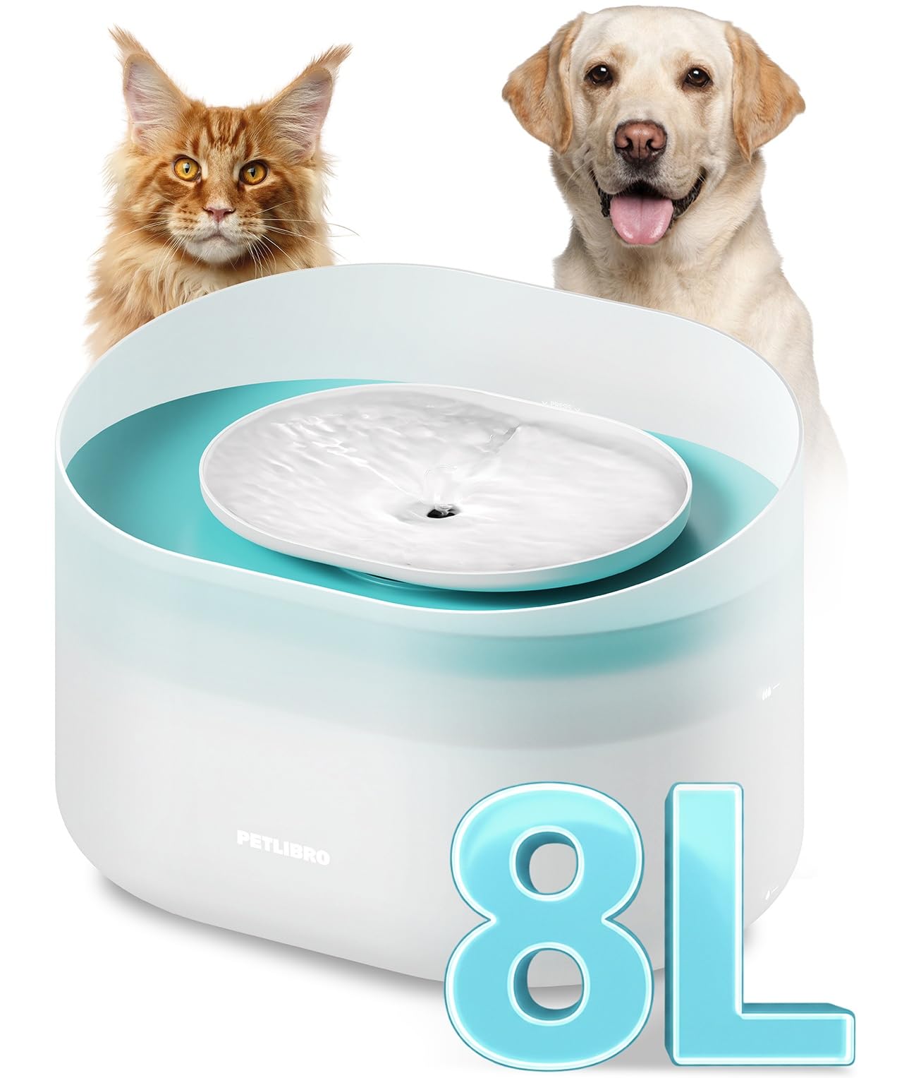 PETLIBRO Dog Water Fountain for Large Dogs - 2.1Gal/8L Automatic Dog Water Dispenser with Ultra-Quiet 28dB Pump, Anti-Splash Design, 5-Layer Filtration System, Perfect for Dogs & Multi-Pet Households