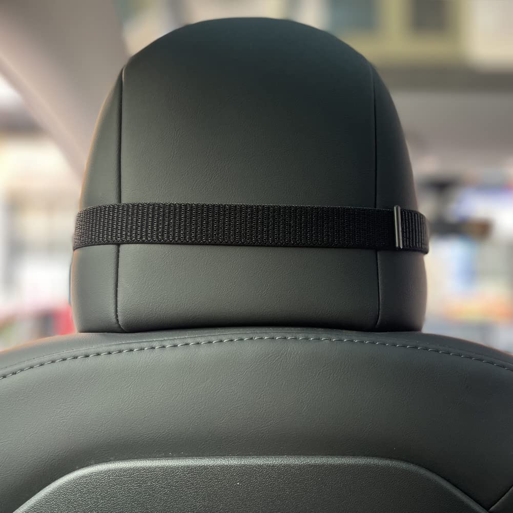 TANOLA TESBEAUTY Tesla poduszka na zagłówek do siedzenia, poduszka pod szyję, unikalnie zaprojektowana dla Tesla Model Y/3, poduszka podtrzymująca szyję, prawdziwa skóra nappa, widoczny pasek, czarna