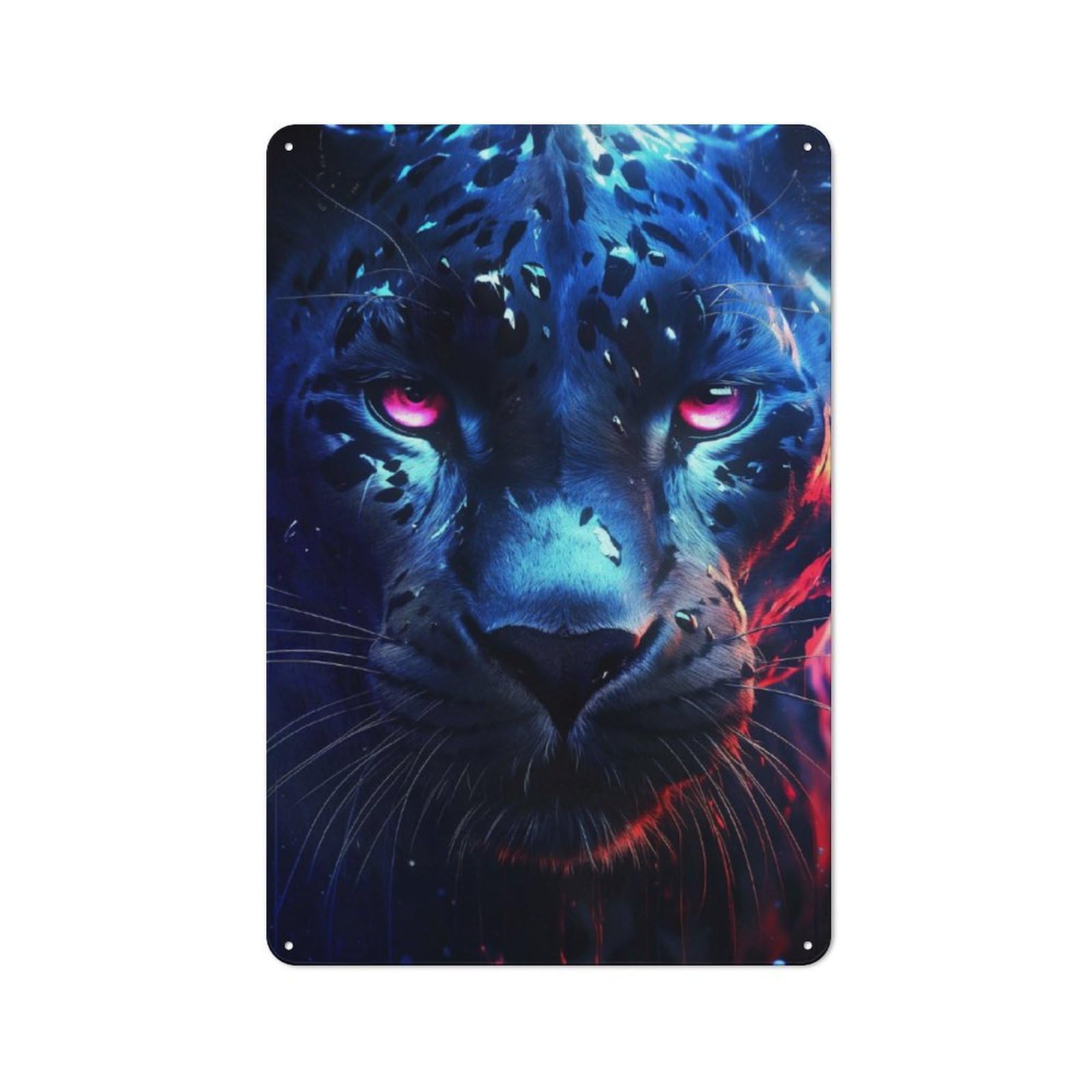 30x20cm Rustic Metal Sign with Panther Gaze for Hobby Room Or Studio, Metal Sign Decor for Hobby Rooms And Studios