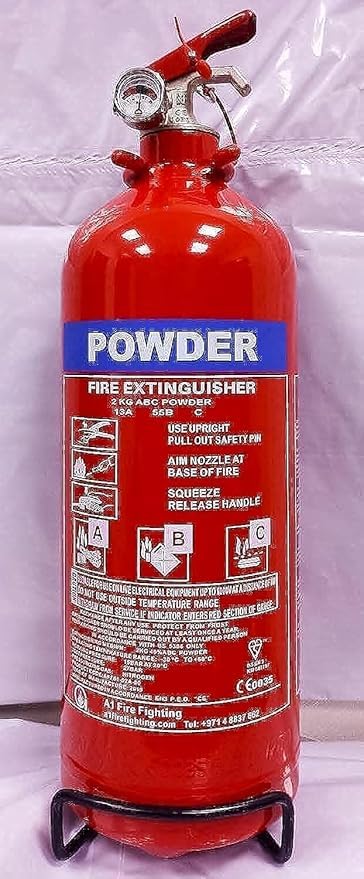 2KG Dry Powder Fire Extinguisher UAE Civil Defence Approved ABC DCP Fire Extinguisher for Car Kitchen Home Office & Vehicle Safety Portable Multipurpose Fire Safety Equipment