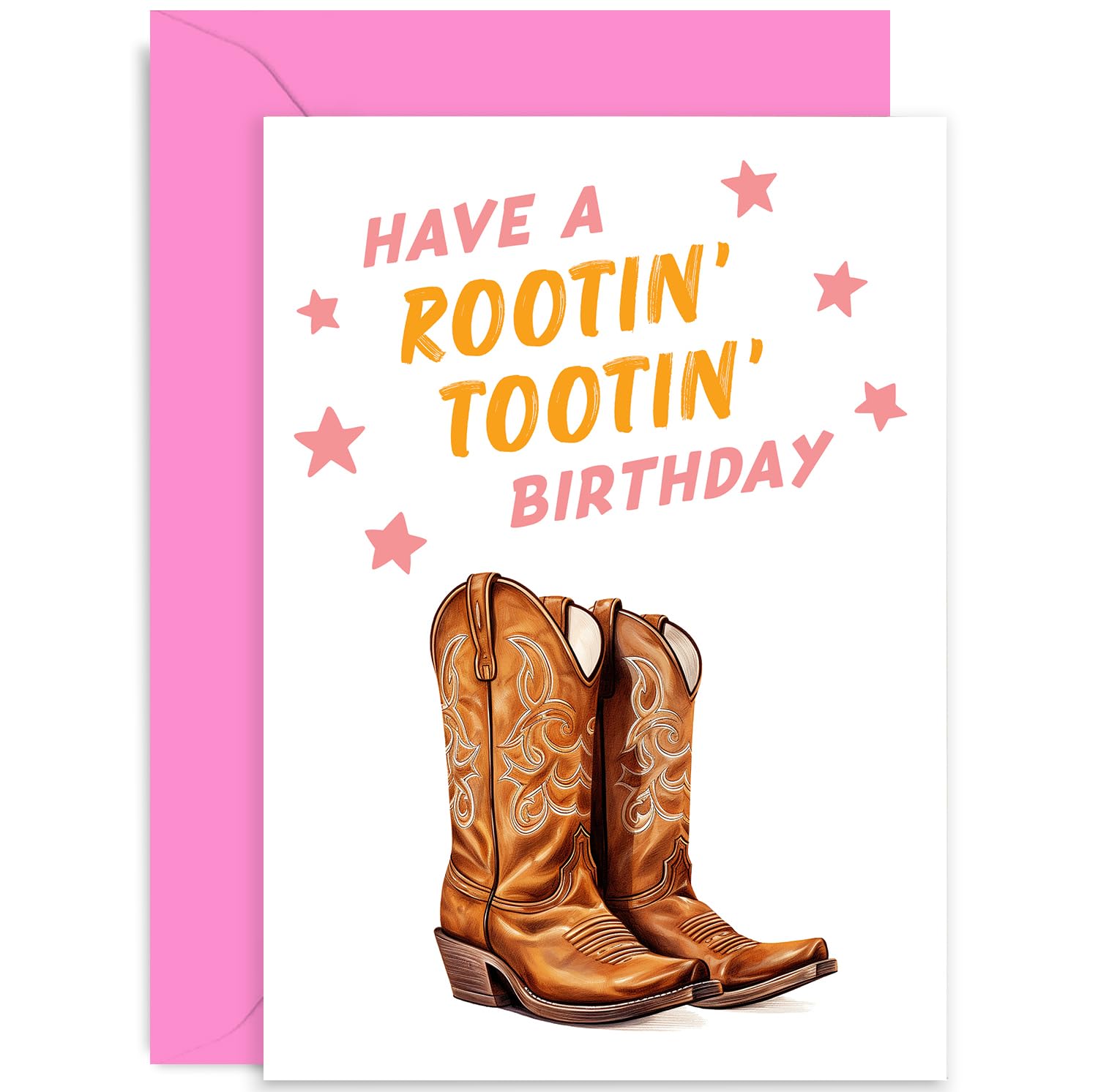 Rootin Tootin Birthday Card for Him Her - Fun Birthday Card for Friend - Cowboy Birthday Card - Cowboy Boots Birthday Card Gift | Blank Inside