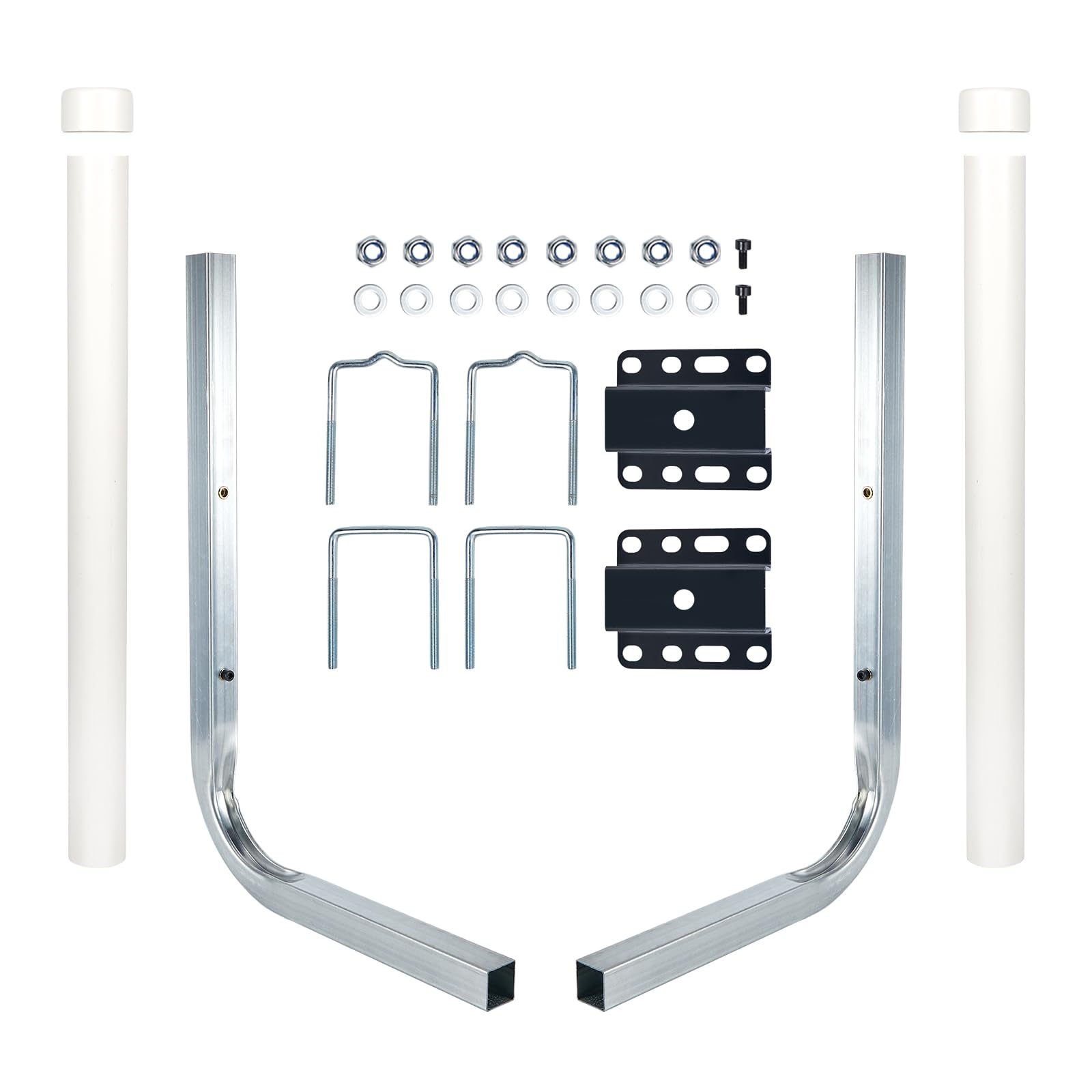 Cabtherlyn Boat Trailer Guide-Ons 40"/48"/60" Adjustable Electro-Galvanized Steel Trailer Guides Ons with PVC Pipes for Ski Boat, Fishing Boat, Sailboat, White