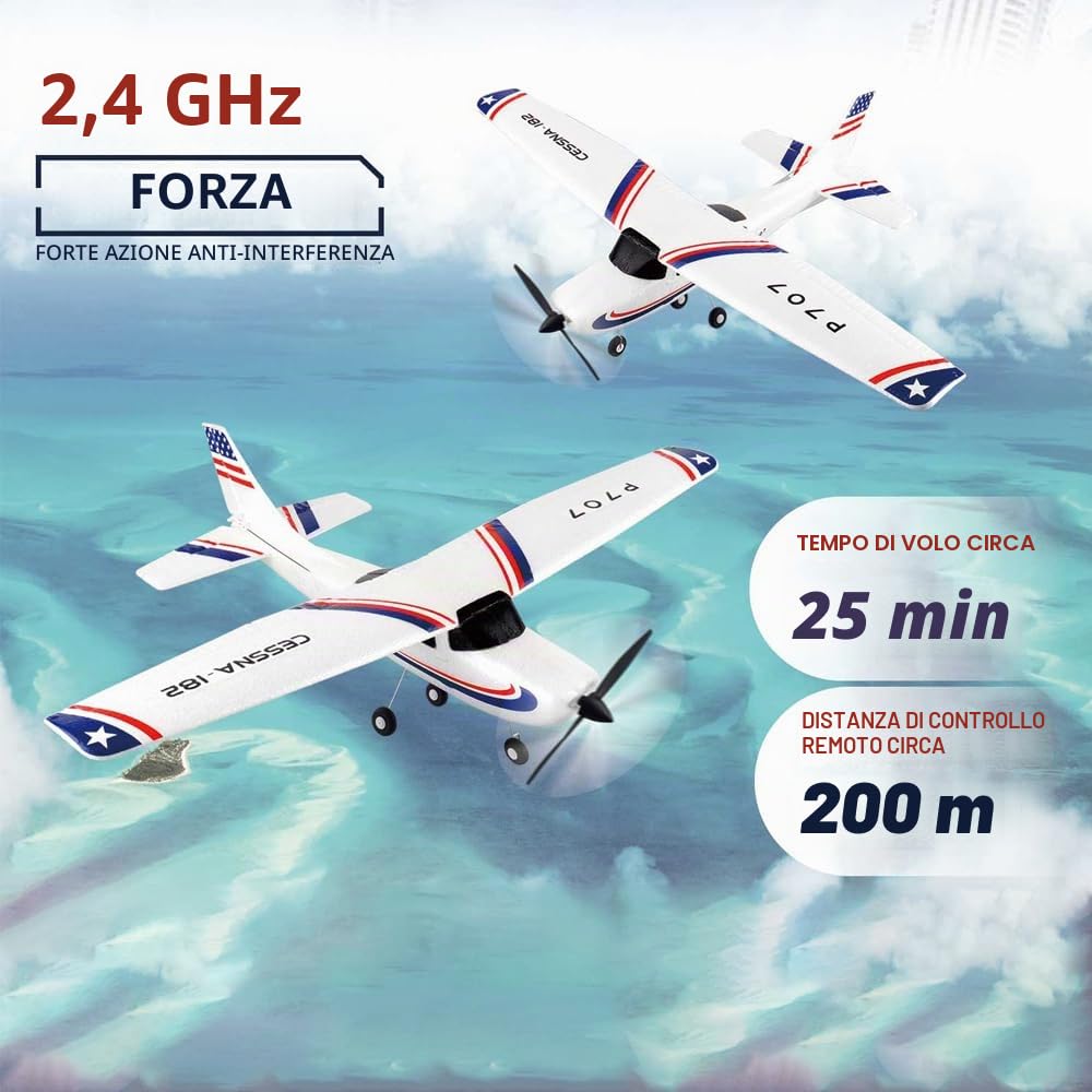P707 Aereo RC per adulti,3CH 3D6G Aereo Radiocomandato RTF ad ala fissa con 2 Batterie, Motore 720, Giocattolo per Principianti (2BSL)