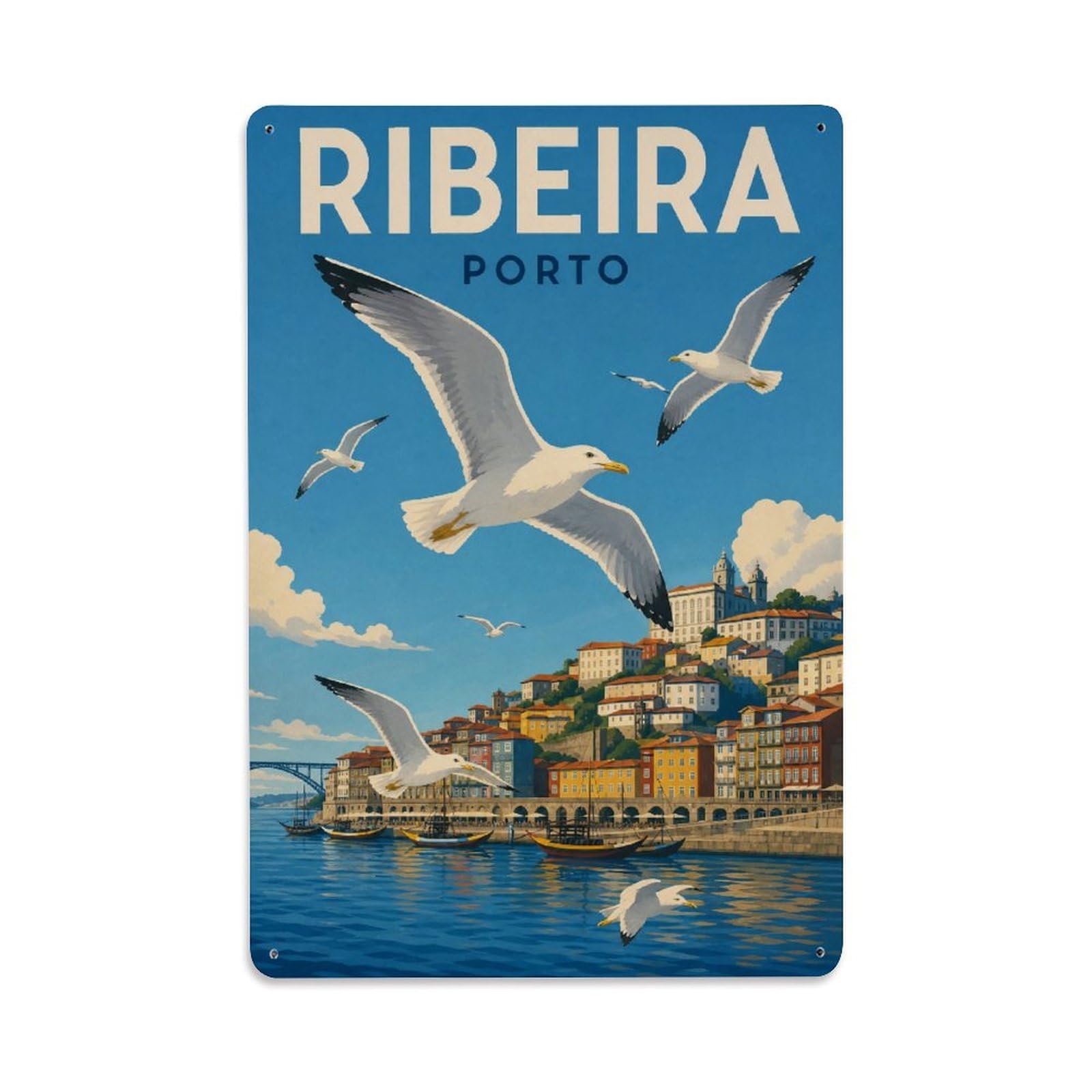 Metal Tin Sign Vintage Travel Ribeira Portugal