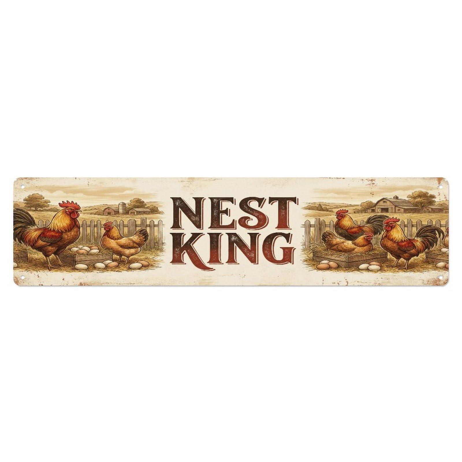 Xanthor Style Metal Tin Sign Vintage Nest Crow Cock Farmhouse Funny Cock Backyard Farm