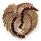 Vintage Antique Gold Bow Crystal Brooch (Ruby Red)