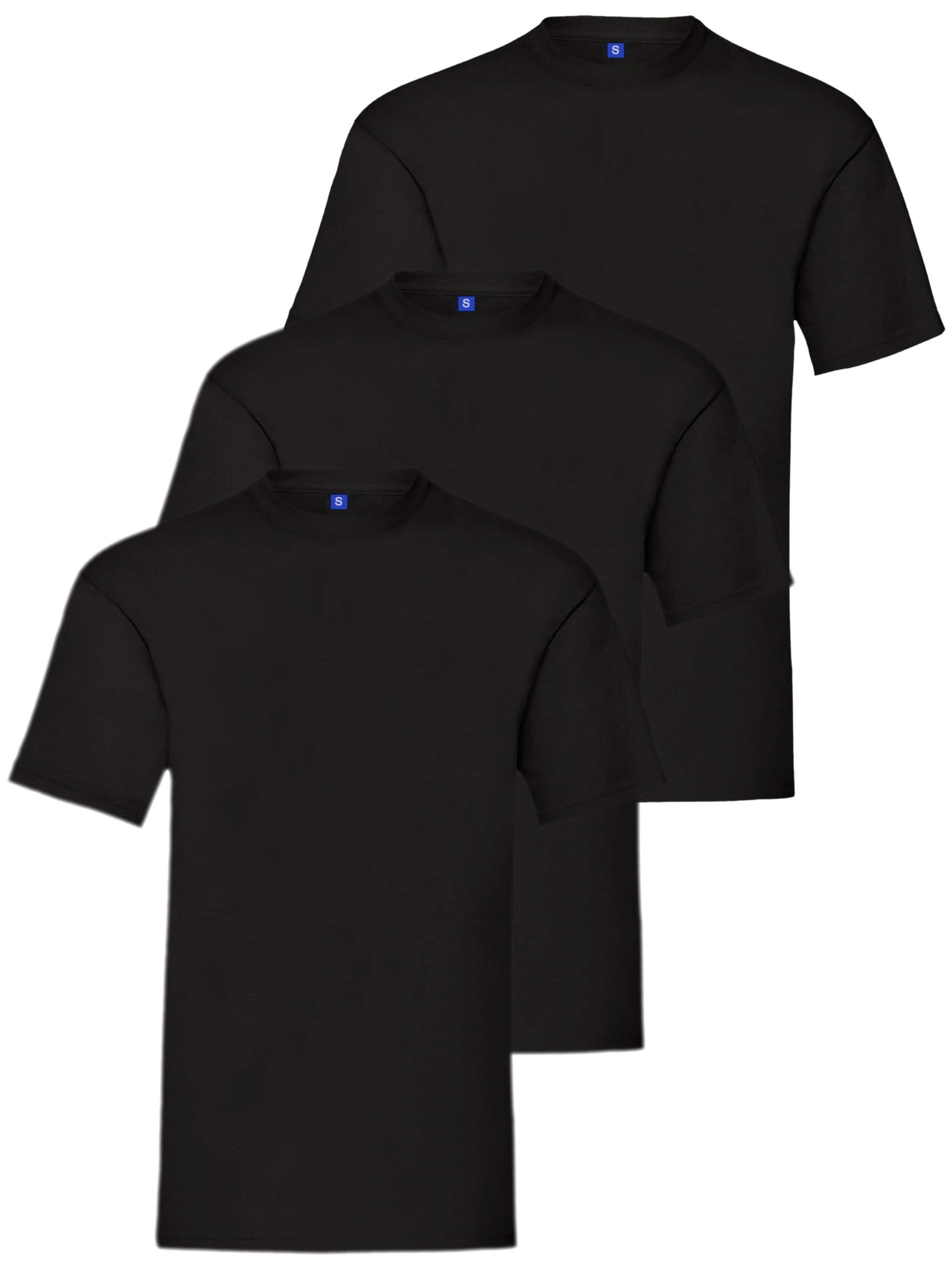 Mens 3 Pack T-Shirt Set Crew Neck Casual Cotton Regular Fit Short Sleeve Printed Plain T-Shirts