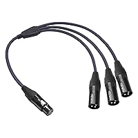 Vista 9 de Cable divisor en Y de 3 pines XLR hembra a 3 machos, cable divisor XLR de 3 vías, equilibrio de 1 hembra a 3 macho, cable de audio para micrófono