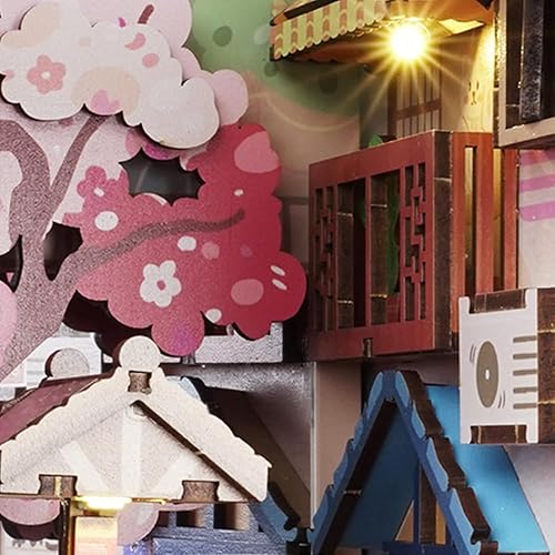 Miniatura 4 de Kit de rincón de libros de bricolaje, decoración de rincón de libro de casa de muñecas de bricolaje, rompecabezas de madera 3D, kit en miniatura con