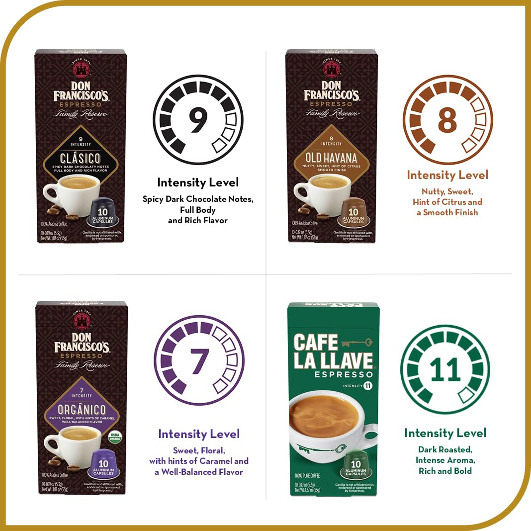 Don Franciscos and Cafe La Llave Espresso Capsule Variety Pack - 50 Recyclable Aluminum Pods Compatible with Nespresso — view 2