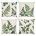 Bonhause Juego de 4 Funda de Cojín 45x45cm Helecho Hojas Verde Poliéster Lino Fundas de Almohada para Cojines Decorativos para Exterior Sofá Cama Coche Hogar