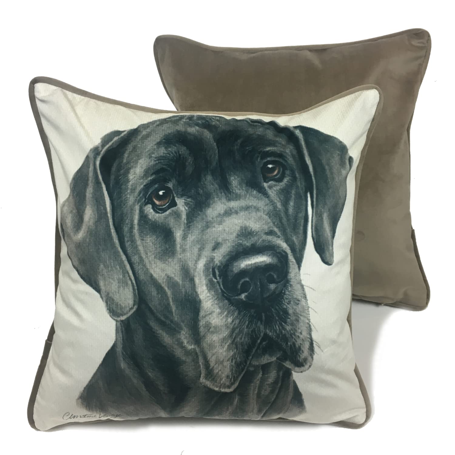 WaggyDogz Great Dane Luxury Dog Cushion/Pillow by Christine Varley (CUS-UK170)