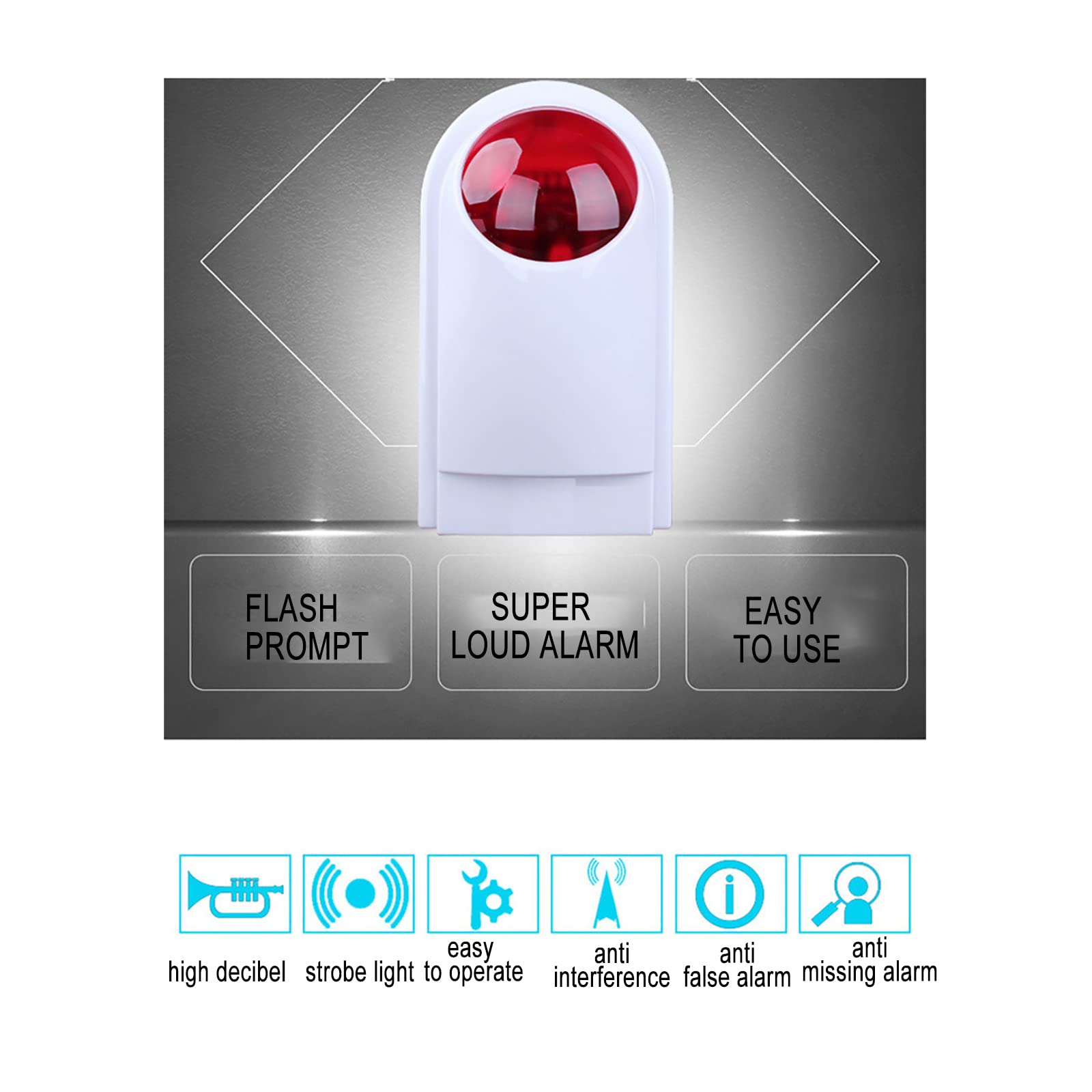 Botón de alarma de pánico de sirena estroboscópica, máxima seguridad para el hogar, hotel, tienda, sistema de alerta SOS fuerte con luz intermitente, ideal para joyerías, alarma de sirena eficaz y