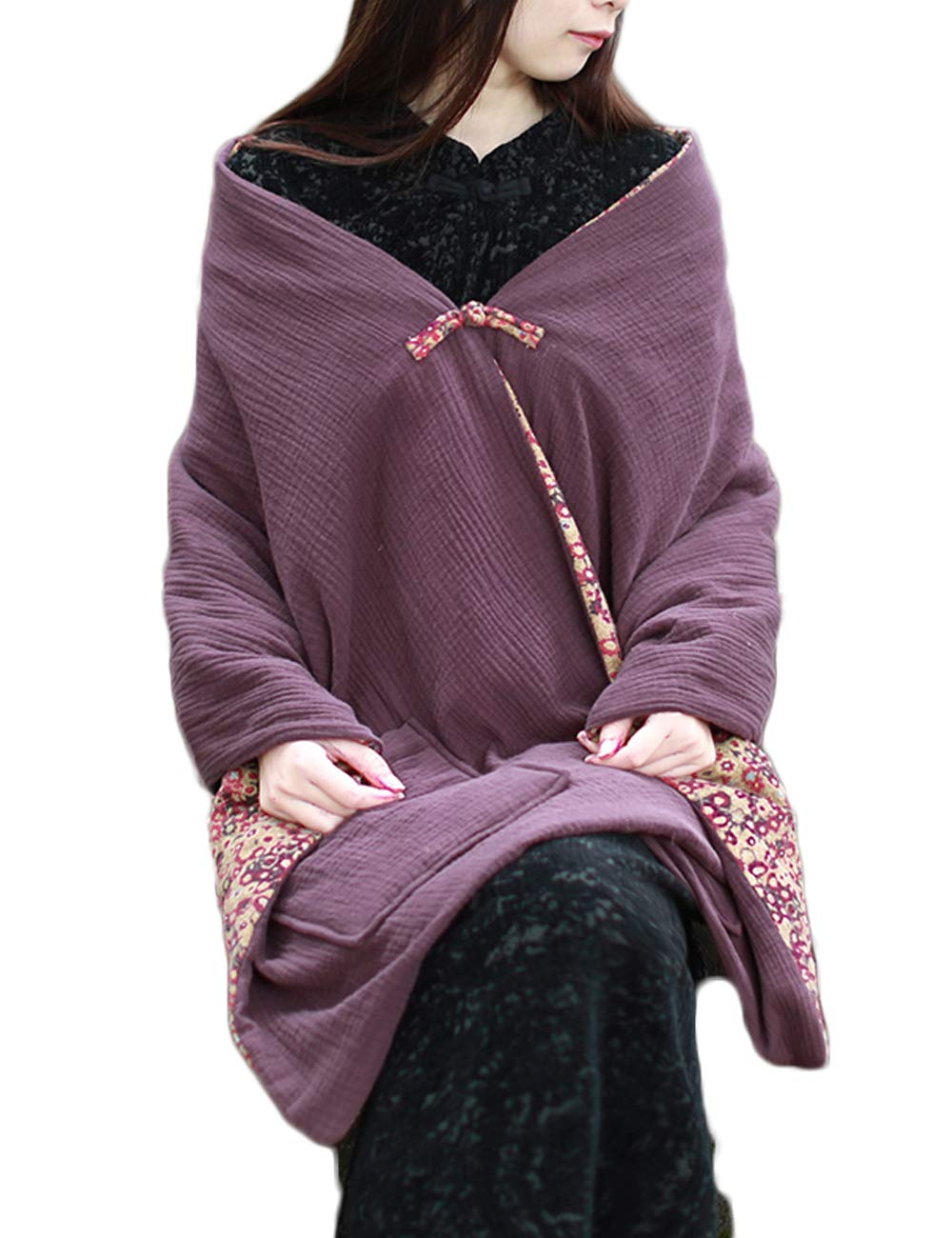 LZJN Écharpe élégante pour femme avec poches avant et châles et écharpes pour robes de soirée - violet - Taille unique