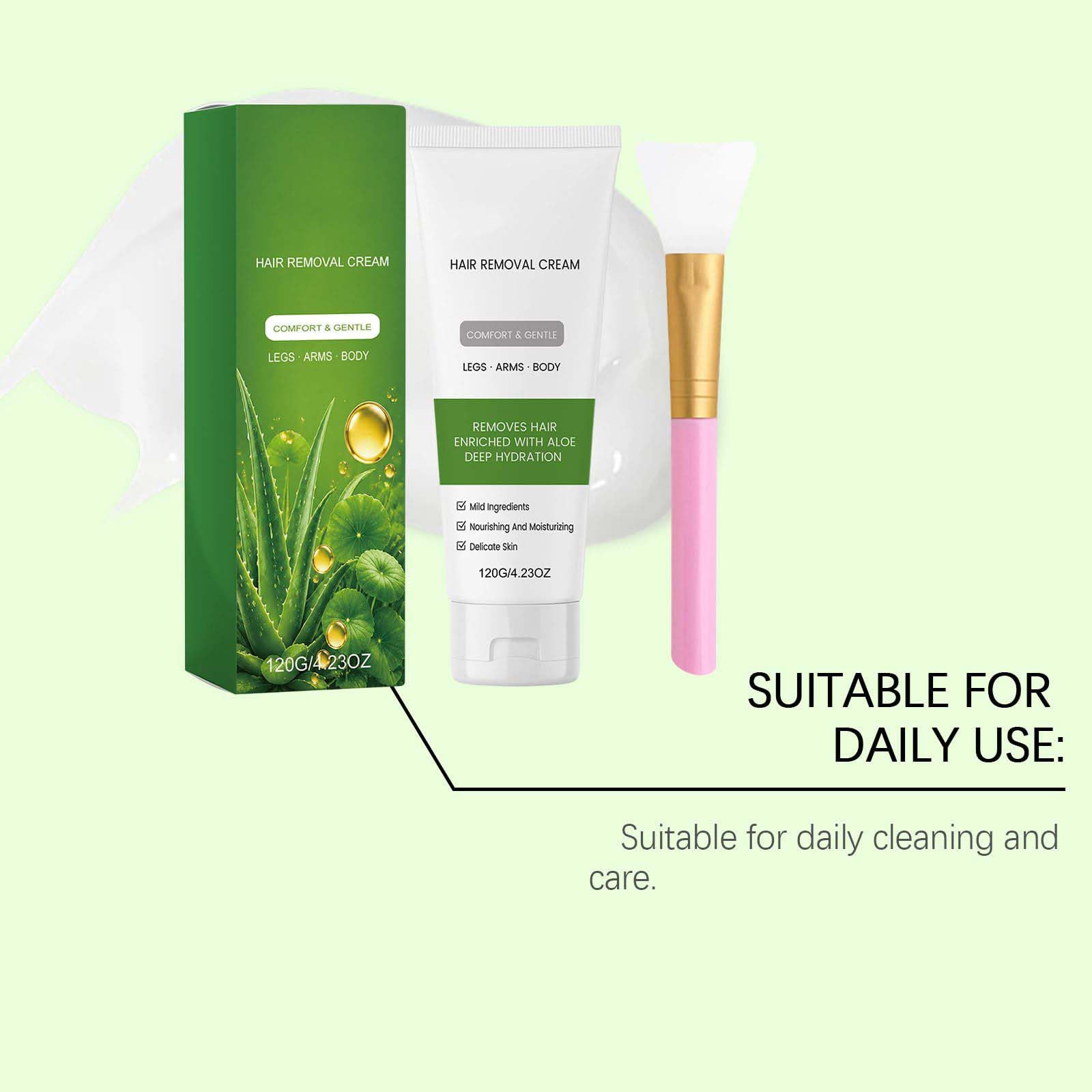 Crema depilatoria con aloe vera, indolore e impeccabile, con raschietto, crema depilatoria rinfrescante, idratante e lenitiva, ad azione rapida (5 pezzi)