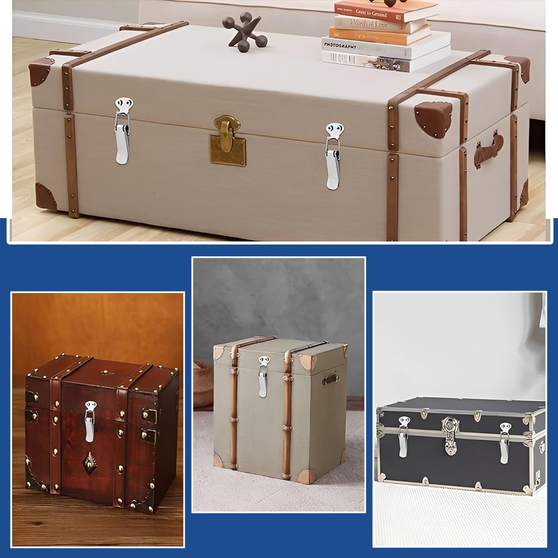 JRYXD Chiusure Ganci Per Cassetta Degli Attrezzi, 4 Pz Fermaglio A Molla, Chiusura A Leva Da 72 Mm, Chiusure Ganci Per Cassetta Degli Attrezzi,Fermaglio Chiusura A Leva Blocco, Con 16 Viti M4X16