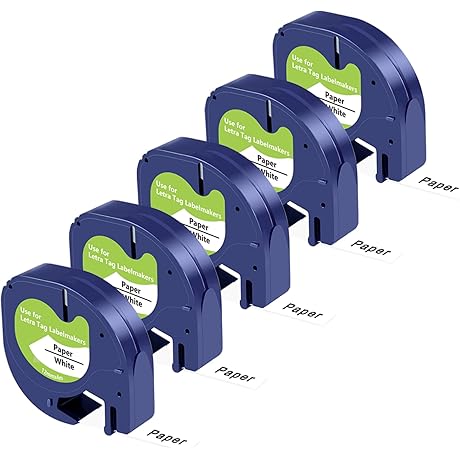 Compatible Label Tape Replacement for Dymo Letratag Refills 91330 10697 (5-Pack)