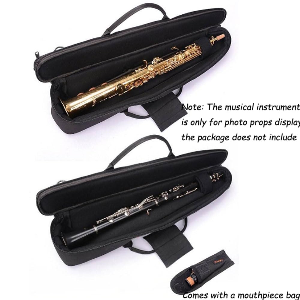 Custodia per clarinetto con tracolla regolabile, borsa portatile impermeabile per sassofono dritto, facile da trasportare, borsa a tracolla per strumento oboe con fodera spessa da 20 mm, per esterni