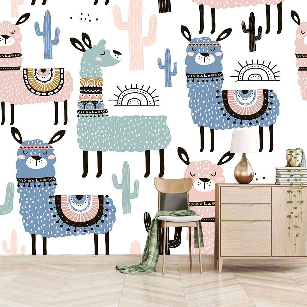Poster mural géant animaux pour égayer le salon familial moderne
