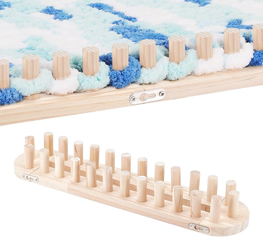 UNICRAFTALE 47" Wooden Loom Frame for DIY Throw Blankets Foldable & Portable DIY Chunky Knit Blanket Loom for Beginners and Home Decoration Gift for Crafts Lover