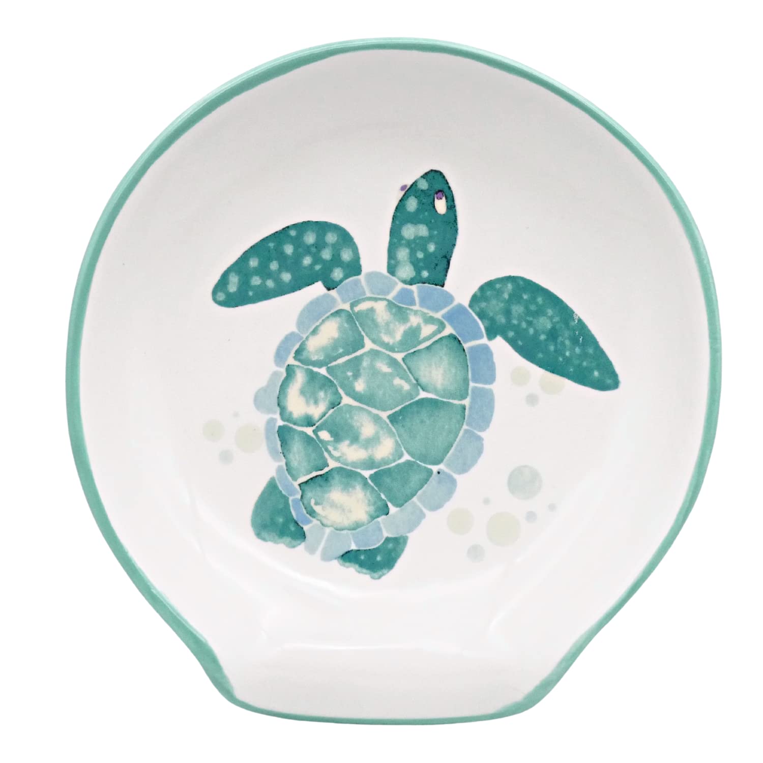 Turtle Spoon Rest - Coastal Ocean Nautical Decor, Teal Kitchen Accessories and Decor Turquoise Kitchen, Hawaiian Beach Themed Kitchen Decor for Stove Top Counter, Cute Sea Turtle Labor Day Gifts