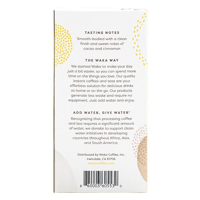 In summary, Waka Instant Coffee is a delectable and convenient choice for coffee aficionados. With its 100% Arabica Freeze-Dried beans sourced directly from Papua New Guinea, this medium roast coffee boasts an utterly smooth and well-balanced flavor profile. The single-serve packets offer a hassle-free way to enjoy a cup of freshly brewed coffee wherever and whenever you desire.
