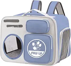 Bolsa Transporte Pet para Gatos 40x30x26 cm,Mochila em Tecido Oxford Respirável e Resistente, Espaçosa, com Ventilação, Alças Ergonômicas e Bolso Externo, Ideal para Viagens e Passeios (Azul)