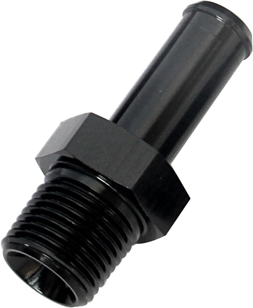 1//4/" a 3//8/" NPT Barb 90 grados Accesorio Adaptador Aluminio Negro