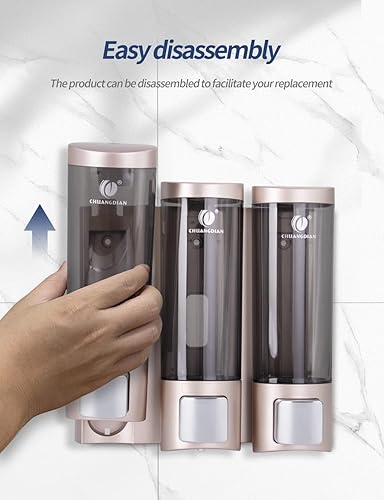 Miniatura 5 de Dispensador de champú de ducha, dispensador de jabón, cámara de 3 x 6.8 fl oz, sin taladro, dispensador de jabón, dispensador de jabón, caja de