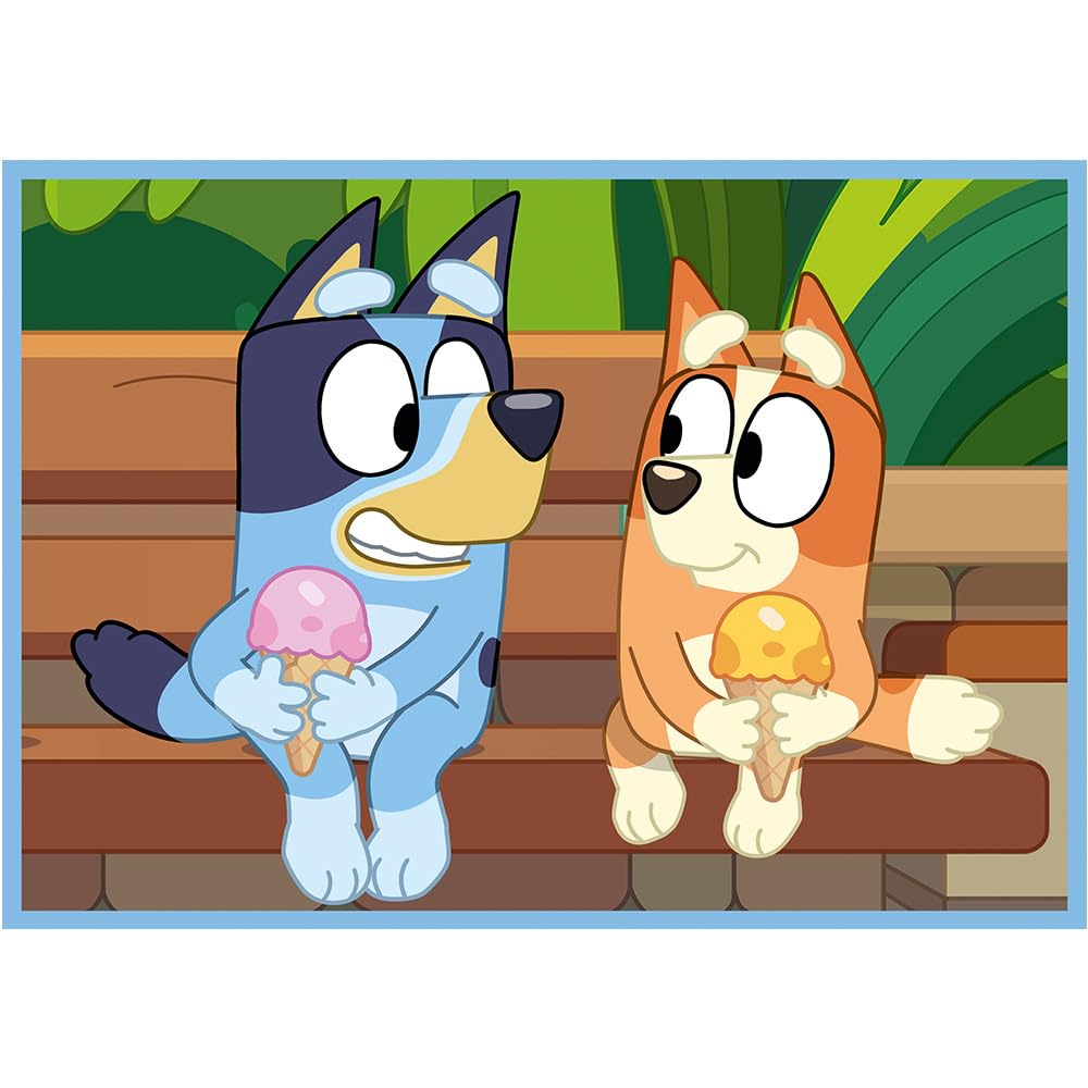 Trefl - Bluey i Jego Świat - Puzzle 4w1, 4 Układanki, od 12 do 24 Elementów - Różny Stopień Trudności, Kolorowe Puzzle z Bohaterami Bajki Bluey, Kreatywna Rozrywka, Zabawa dla Dzieci od 3 lat