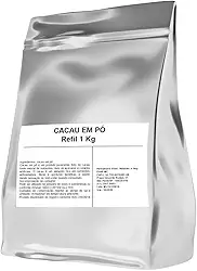 Cacau em Pó Vegano, 1kg Refil, Sem Glúten, Sem Lactose, Puro Cacau Para Preparo de Bolos e Bebidas