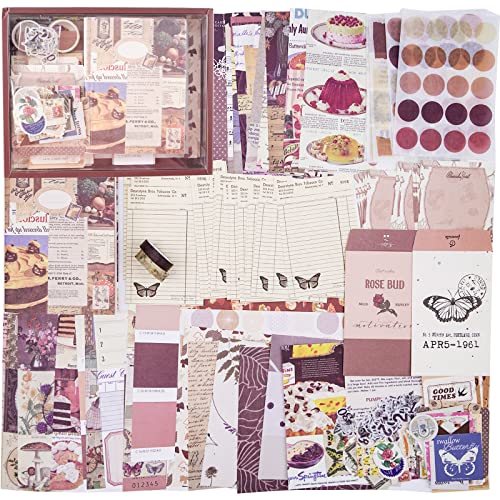 Kit de scrapbooking vintage,155 pièces,Kit de journal intime esthétique avec fournitures de scrapbooking, autocollants, carnet de notes A6 avec pages lignées, joli coffret cadeau pour adolescents Cover
