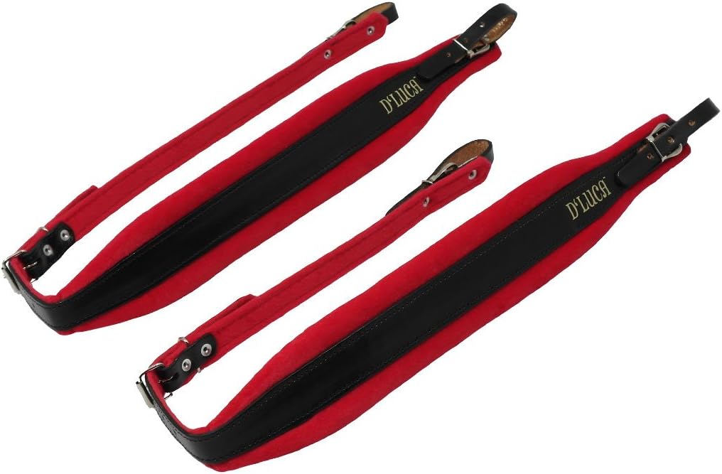 D'Luca DSG-BKLRDV Pro SG Series Genuine Leather Accordion Straps, Black/Red