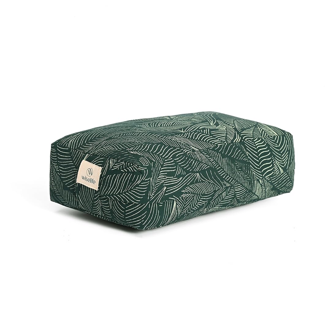 Wiselife Cotton Filled Rectangular Bolster for Iyengar Yoga, Meditation & Posture Correction - Green-image-0