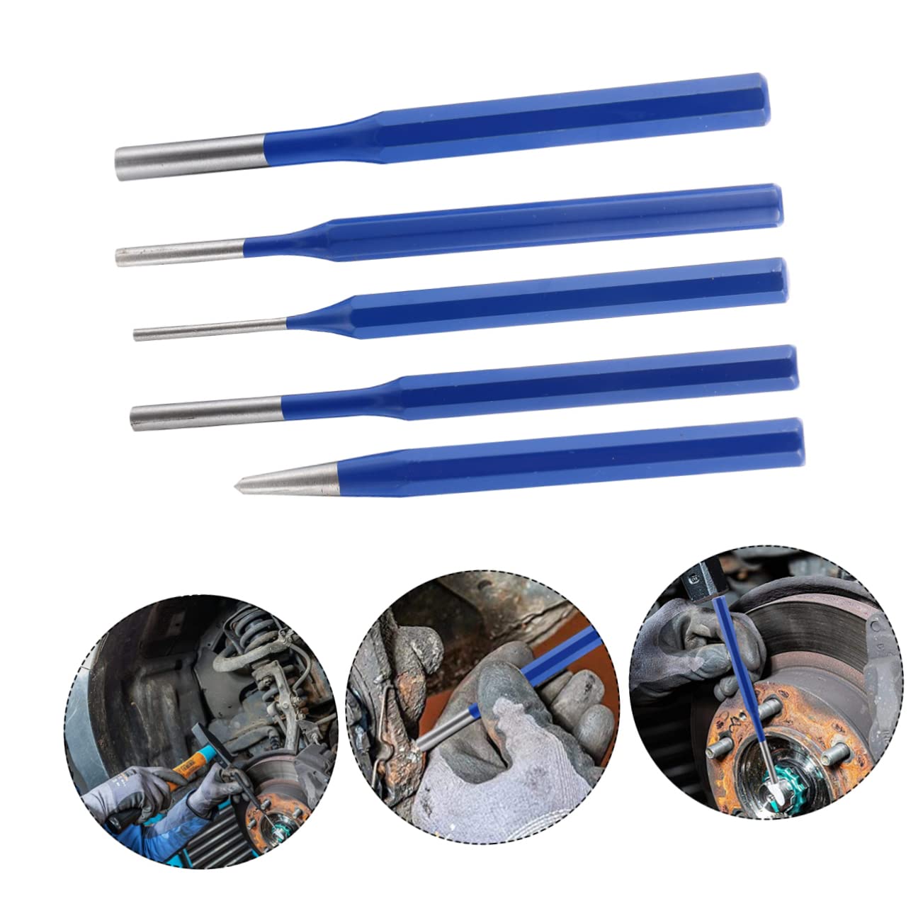 Mikikit Hole Puncher for Pins 5pcs Center Punches Cylindrical Punch Center Punch Pin Drilling Tool Woodworking Tool