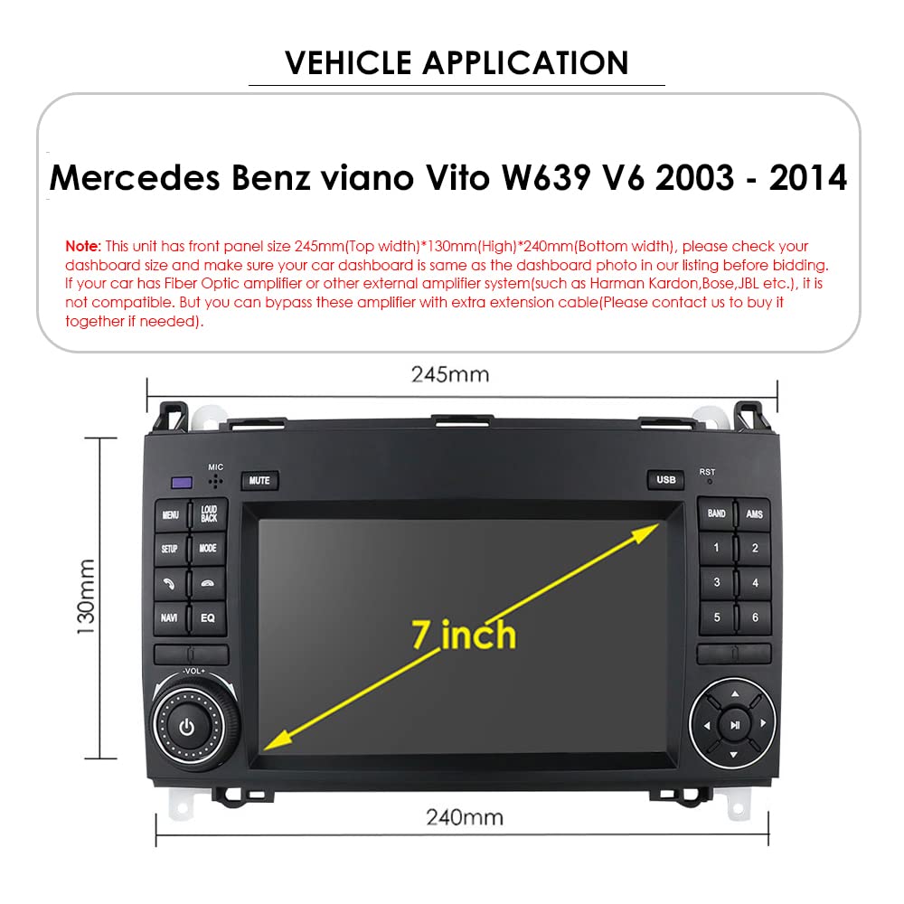 7'' AHD GPS nawigacja satelitarna nawigacja nawigator Canbus Autoradio radio samochodowe bezprzewodowe CarPlay i Android kamera cofania system parkowania kompatybilny z Mercedes Benz Viano Vito W639