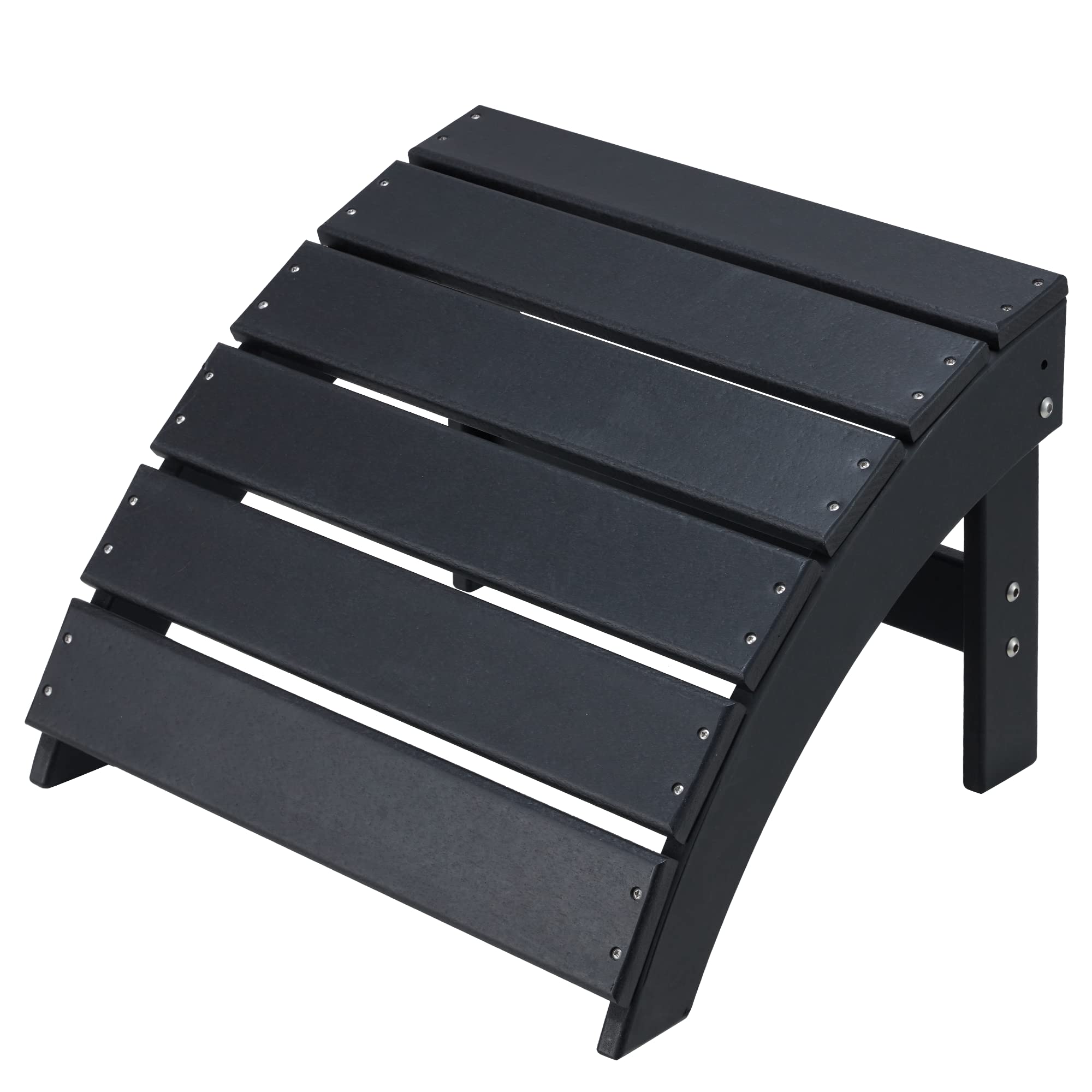 RICHRYCE Ottoman, HDPE All Weather Plastic Outdoor Indoor RICHRYCE Chair Footrest for Front Porch, Patio, Fire Pit, Backyard, Poolside, Campfire, Black