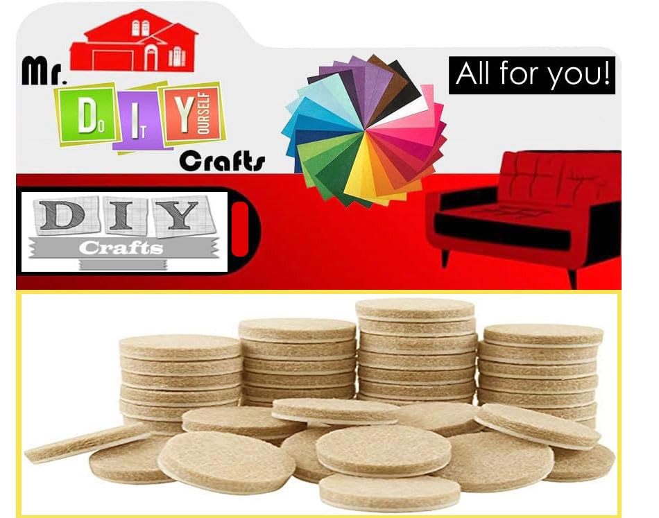 Image of DIY Crafts Beige Furniture Pads Round Cuttable Furniture Felt Pads Self Adhesive Felt Chair Pads, Anti Scratch Floor Protectors for Furniture Legs Slider Hardwood Floor (25 Piece, 1 inch inch X 1 inch inch)