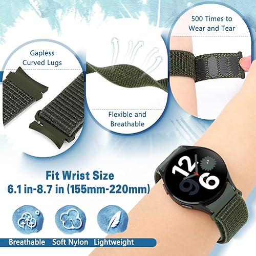Miniatura 3 de Correa de nailon compatible con Samsung Galaxy Watch 654 de 1.575 pulgadas, 1.732 pulgadas, Watch 6 Classic de 1.654 pulgadas, 1.732 pulgadas, Watch