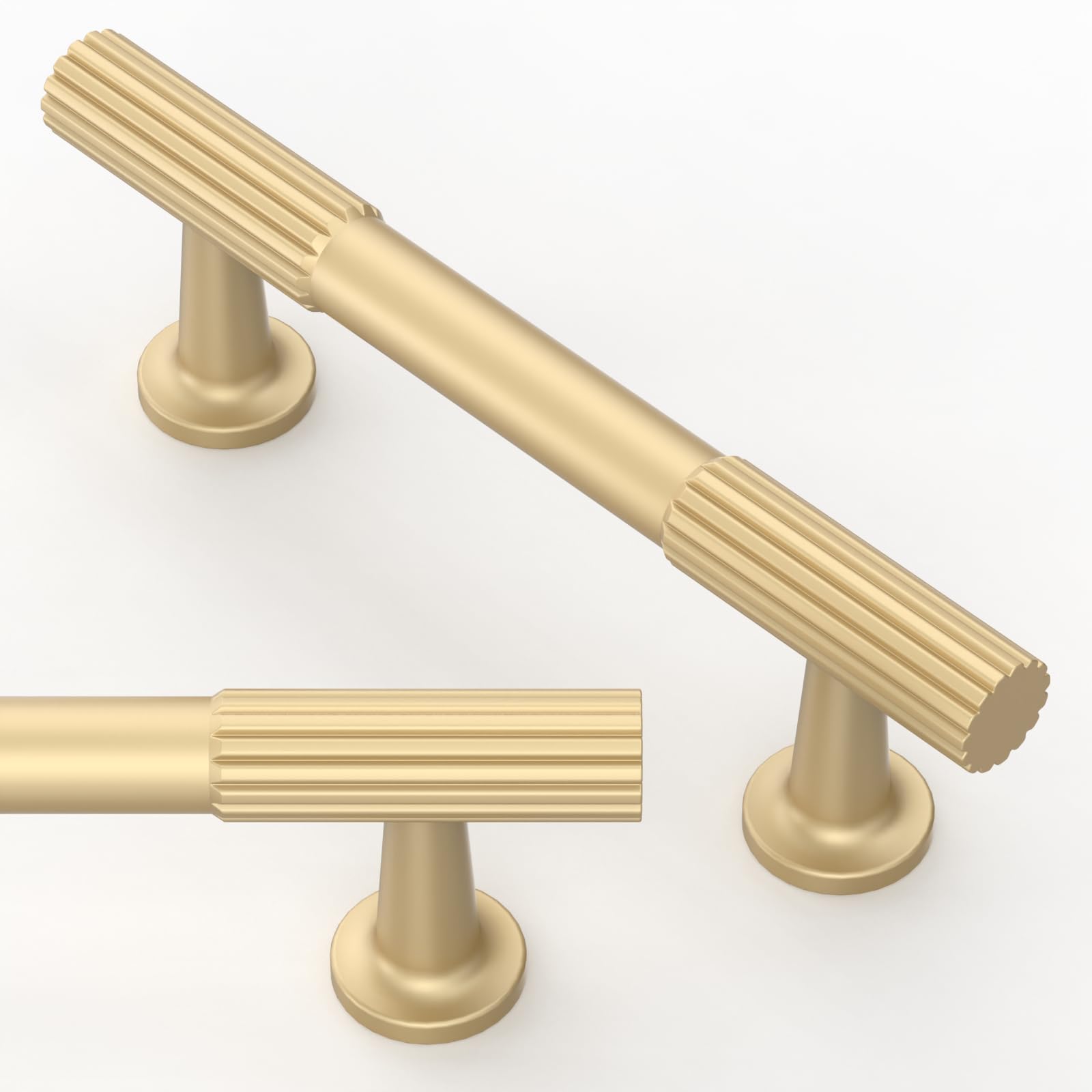 Asimerdeco 10 Pack Brushed Gold Cabinet Pulls 3 Inch(76mm) Kitchen Cabinet Handles Solid Zinc Alloy Cabinet Hardware Drawer Pulls