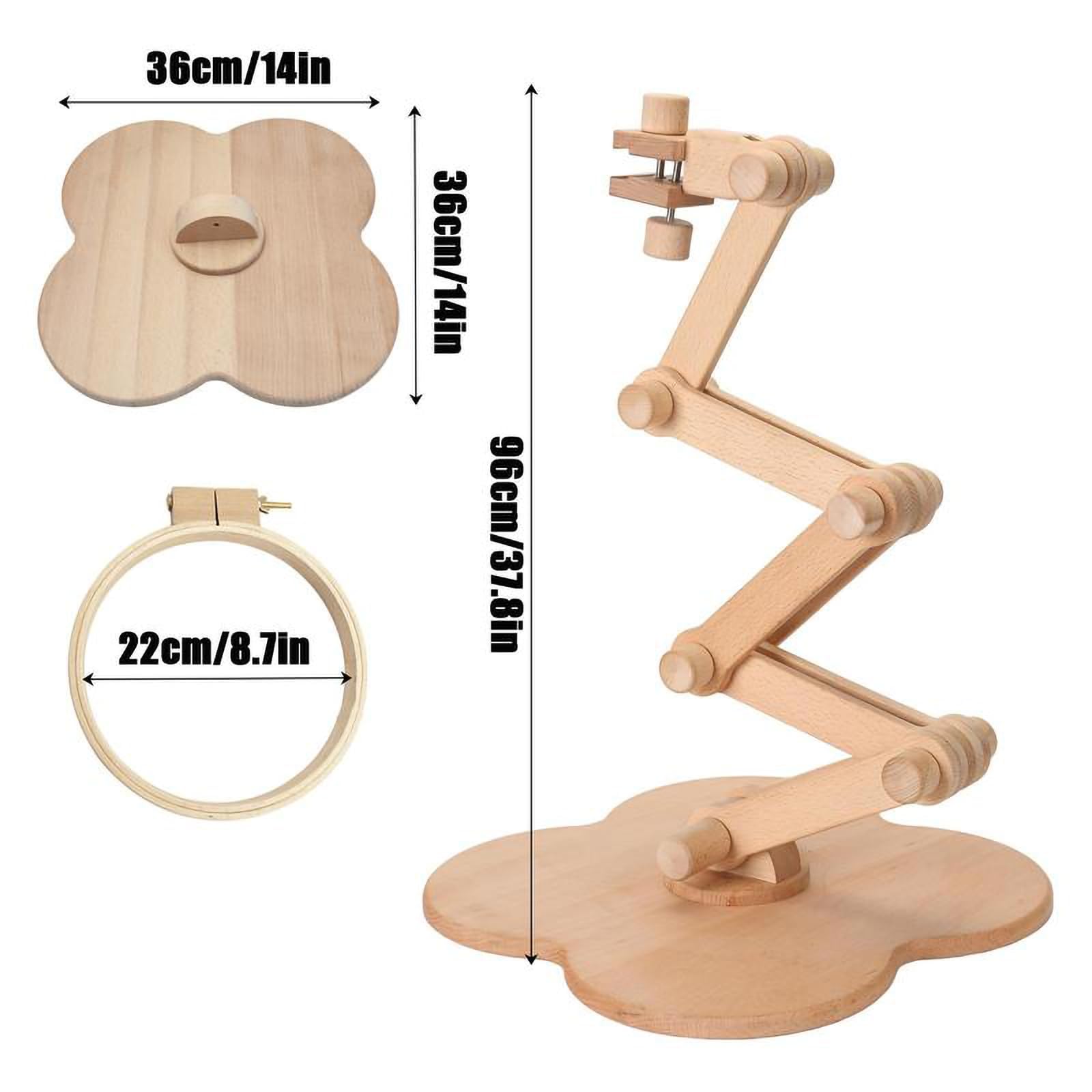 Marco de bordado, marco de punto de cruz plegable de madera retráctil con bastidor de bordado, diseño de pie, ideal para manualidades y costura