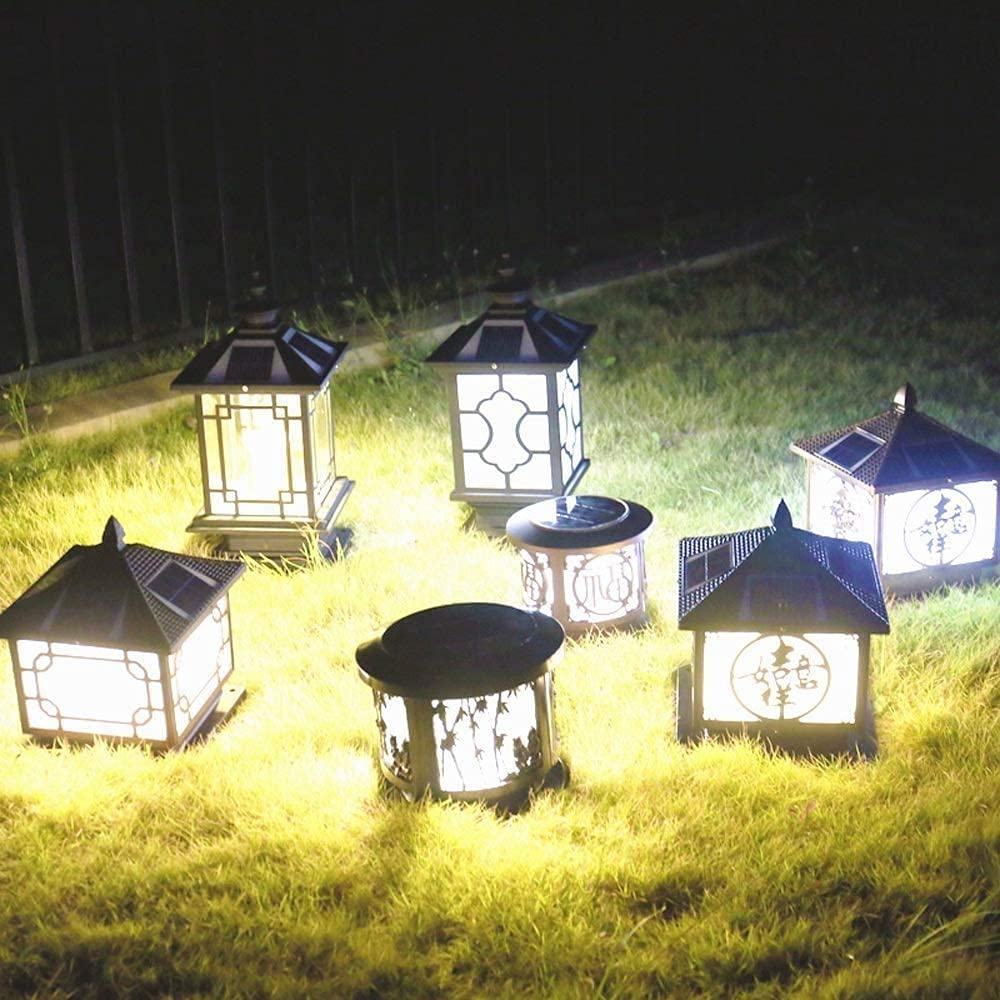 Luci da cortile quadrate luci a colonna solari LED impermeabili IP54 lampade da giardino pali di recinzione illuminazione per esterni tradizionale cancello nero portico lanterna in vetro colonna
