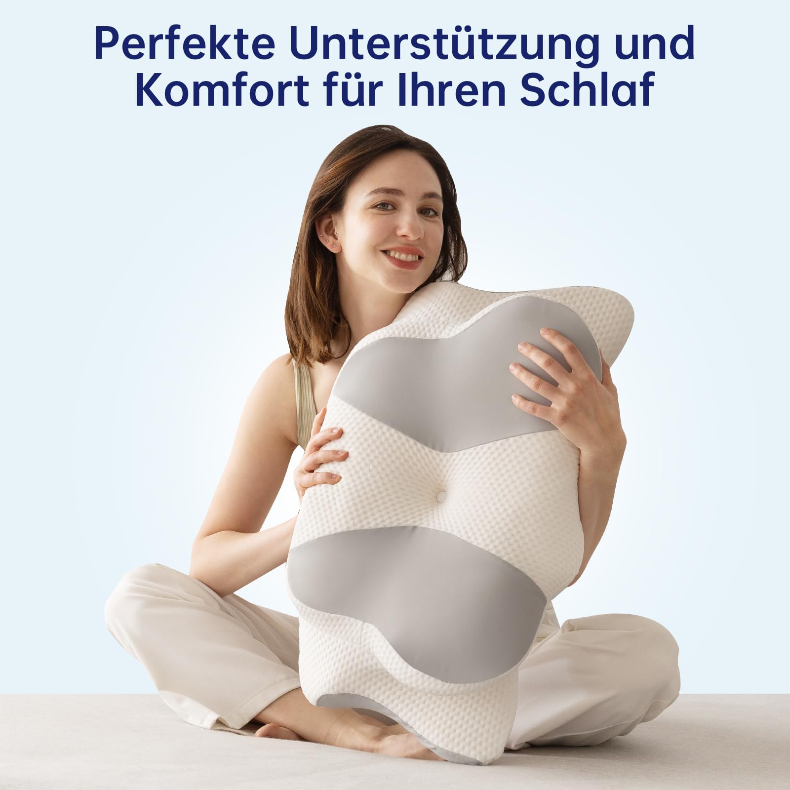 Poduszka Memory Foam Premium - Anatomiczne Wsparcie Szyi i Głowy z Wentylacją 3D, Hipoalergiczna Pianka Visco Elite dla Głębokiego Snu, Certyfikat OEKO-TEX, Pokrowiec Prany w Praniu (Szara)