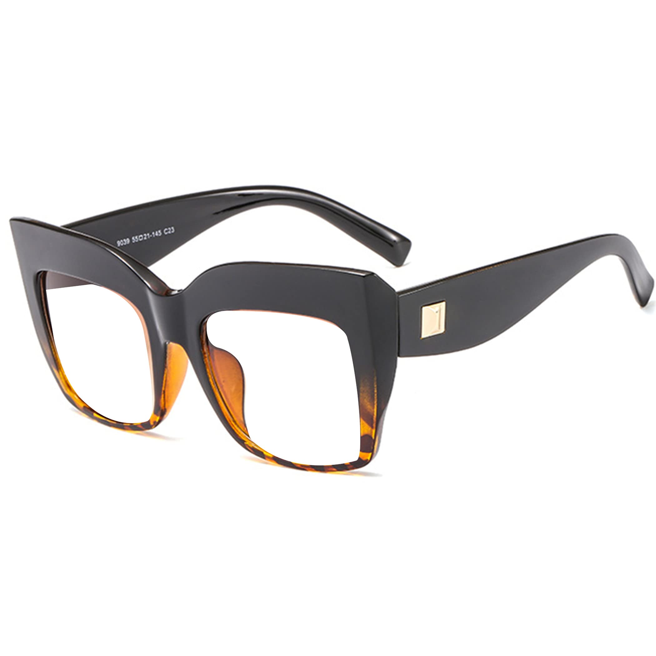 bullabulling Square Oversized Glasses Frame Reading Eyewear Women