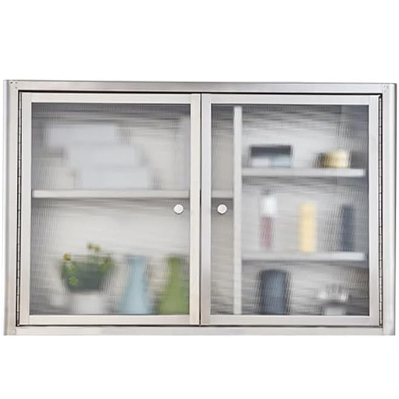 Armoire de rangement murale en acier inoxydable avec double porte et étagères amovibles – Étagère polyvalente pour cuisine, salle de bain, restaurant ou balcon