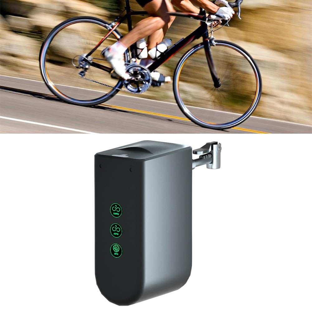 Mini pompe à vélo portable pour vélo de route et VTT, pompe à air portable sans fil 630 mAh avec USB-C QC3.0, 100 psi, design léger en alliage d'aluminium de 135 g, noir