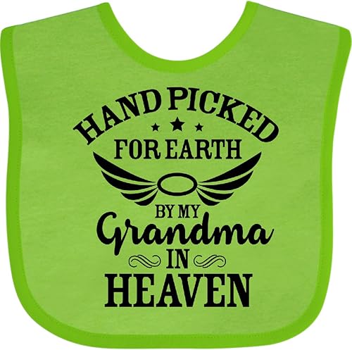 inktastic Babero para bebé seleccionado a mano para la tierra por My Grandma in Heaven Angel Wings