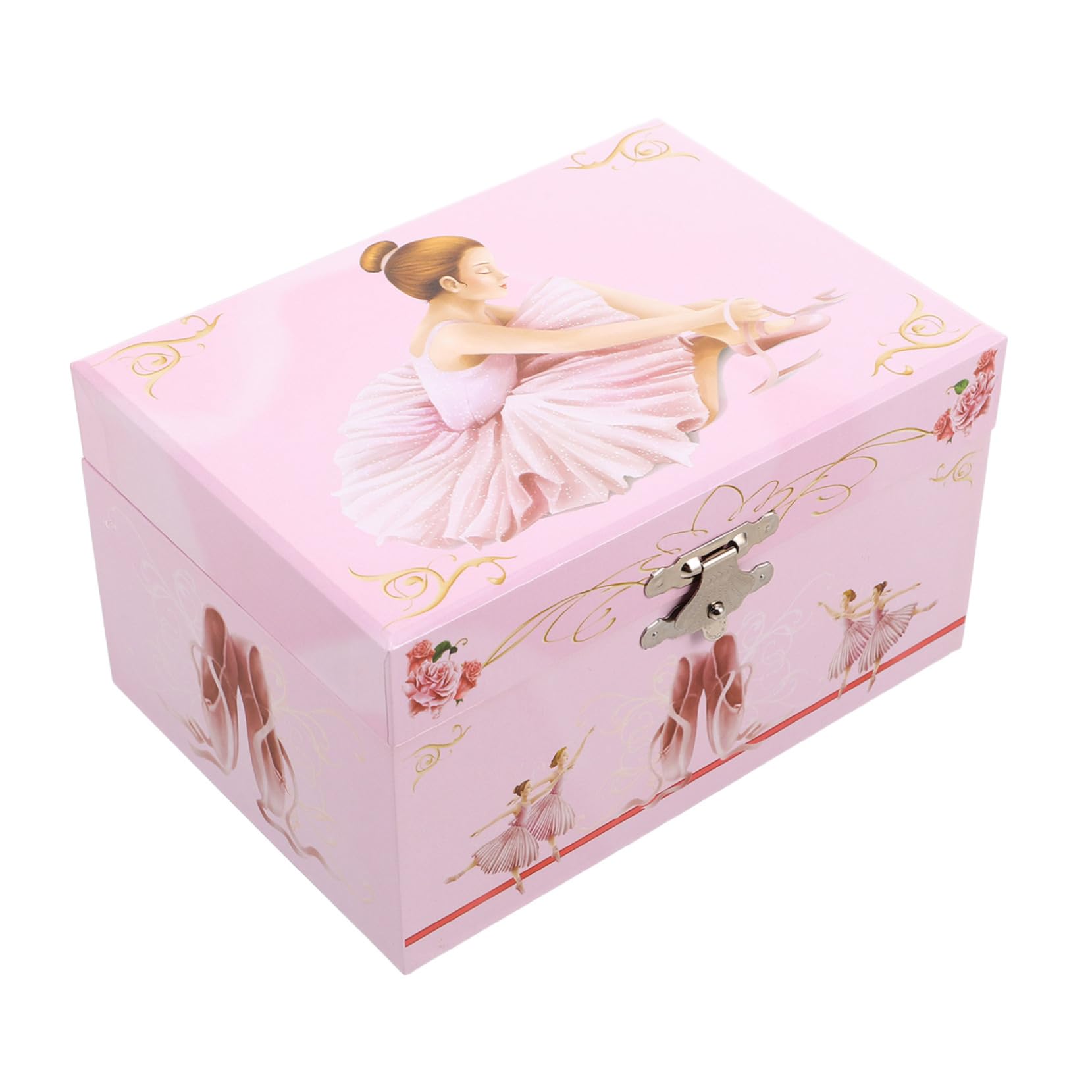 Mikikit Caja De Música Ballet Rosa 13 Cm Joyero Musical para Niñas Almacenamiento De Joyas con Bailarina Giratoria Obsequio De Cumpleaños Infantil