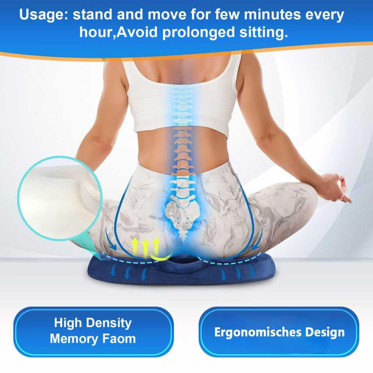 Coussin Donut Ergonomique en Mousse à Mémoire de Forme pour Soutien du Coccyx, Housse Lavable