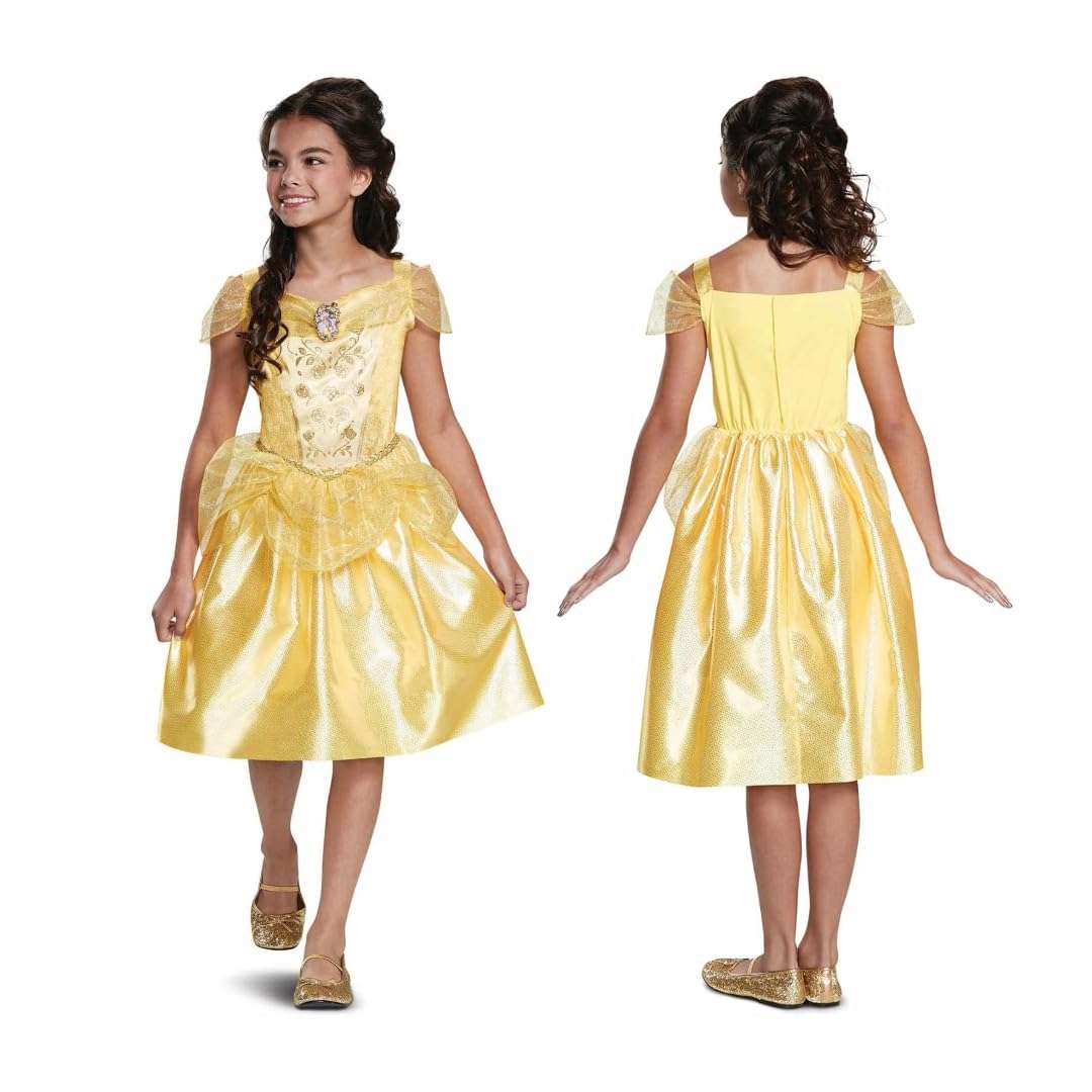 Official Disney Beauty and Beast Girl's Classic Costume, Princess Costume in Sizes XS, S, M